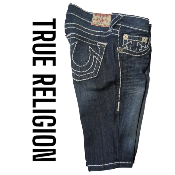 True Religion Joey Blue Denim capris Size 28 - Picture 1 of 16